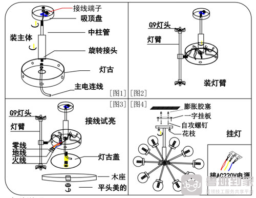 NVC雷士照明网店木艺系列EXDS9017/10产品安装图