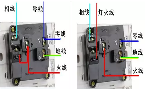 五孔插座接线图二
